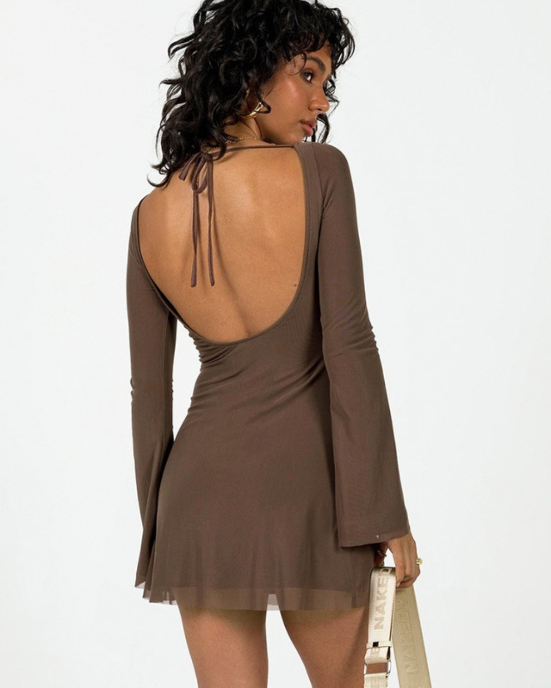 Herbst Damenbekleidung Temperament Doppellagiges Mesh Slim Fit Schnürkleid