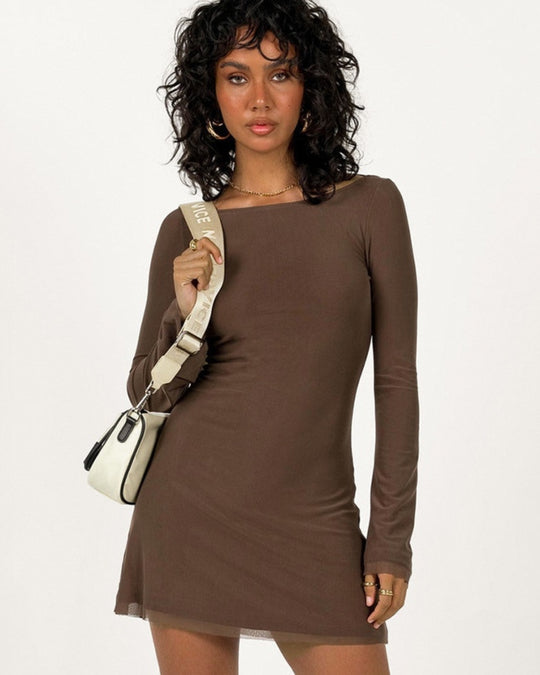 Herbst Damenbekleidung Temperament Doppellagiges Mesh Slim Fit Schnürkleid