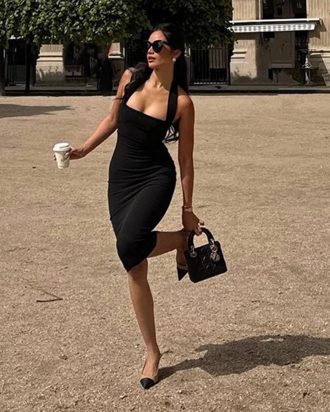 Damen-Kleid mit Kragen, Neckholder, rückenfrei, modisch