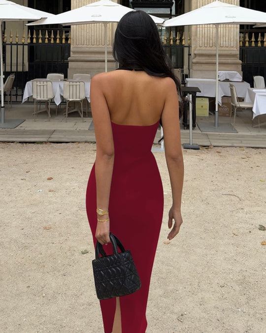 Damen-Kleid mit Kragen, Neckholder, rückenfrei, modisch