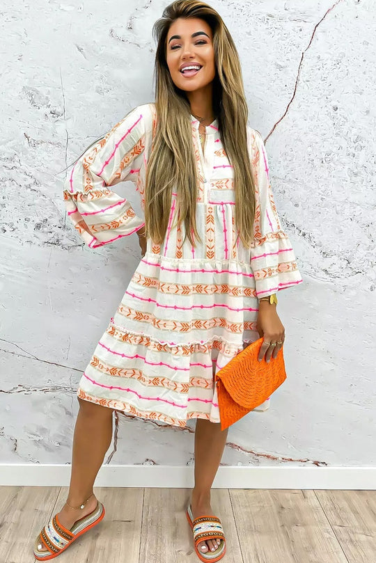 Lässiges Kleid mit Print und hoher Taille für Damen
