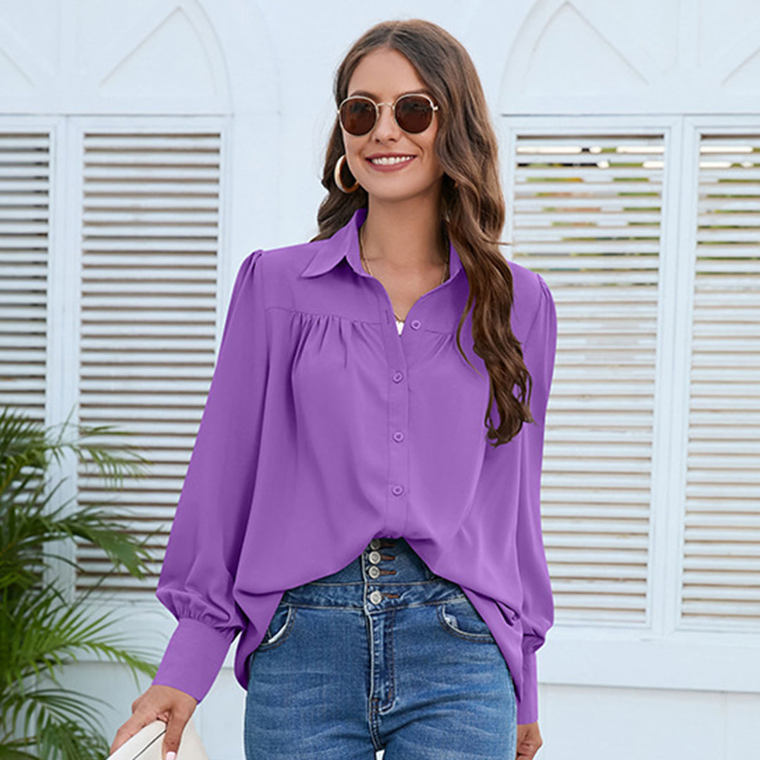 Simple Pleated Chiffon Blouse
