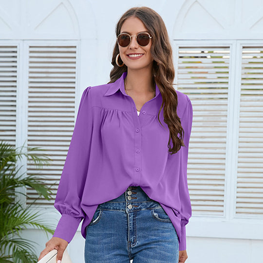 Simple Pleated Chiffon Blouse