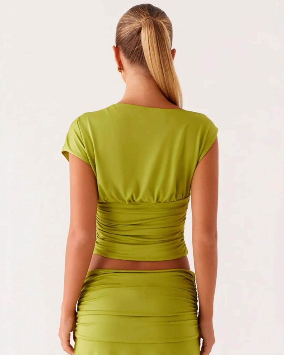 Cropped Pleated Sheath Skirt Set