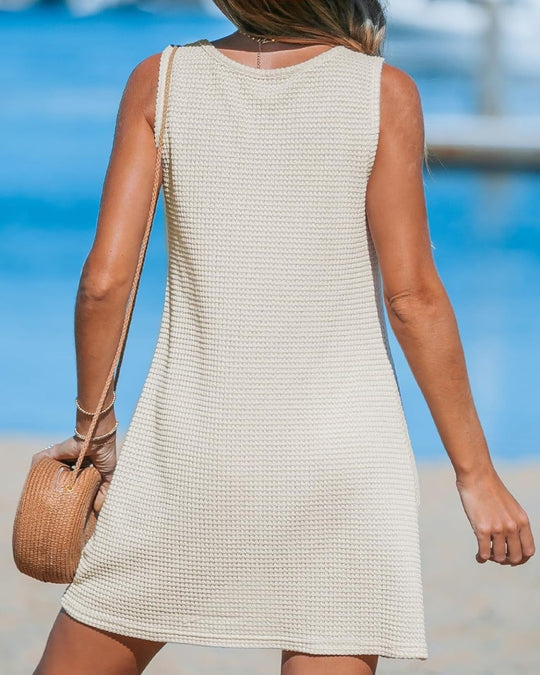 Ärmellose Bluse für Damen, Waffel-Kink-Strandkleid